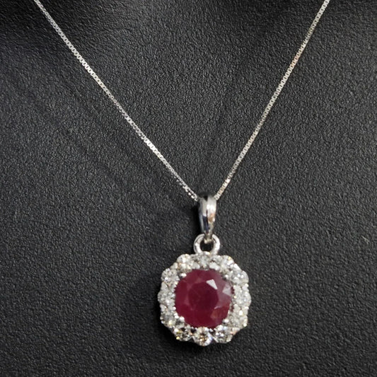 Gold pendant Diamond and Ruby